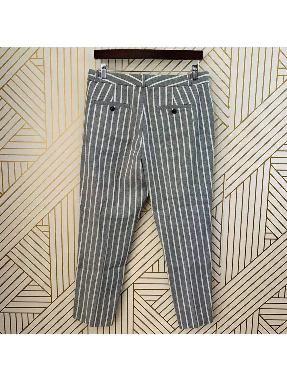Banana Republic Avery Linen Cotton Stretch Stripe Striped Pants ankle cropped 10